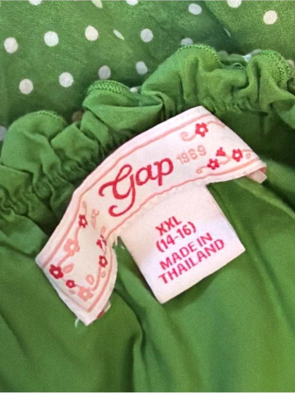 Gap Kids Green Polka Dot Cotton Dress White Trim XXL 14-16 Girls